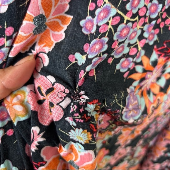 Josie Natori bright florals bohemian rayon kimono roble size: M - Picture 10 of 11